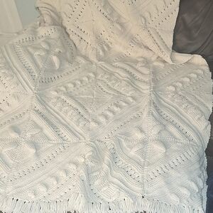 Handknit Martha Washington Squares Afghan Blanket Throw